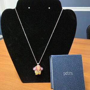 Vintage Peora Multi Color Sparkling Crystal Elephant Necklace